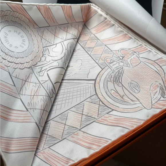HERMES BNIB Pony Pit Stop DOUBLE FACE scarf 90 cm by Ugo Bienvenu | Silk, Pastel - Picture 9 of 9